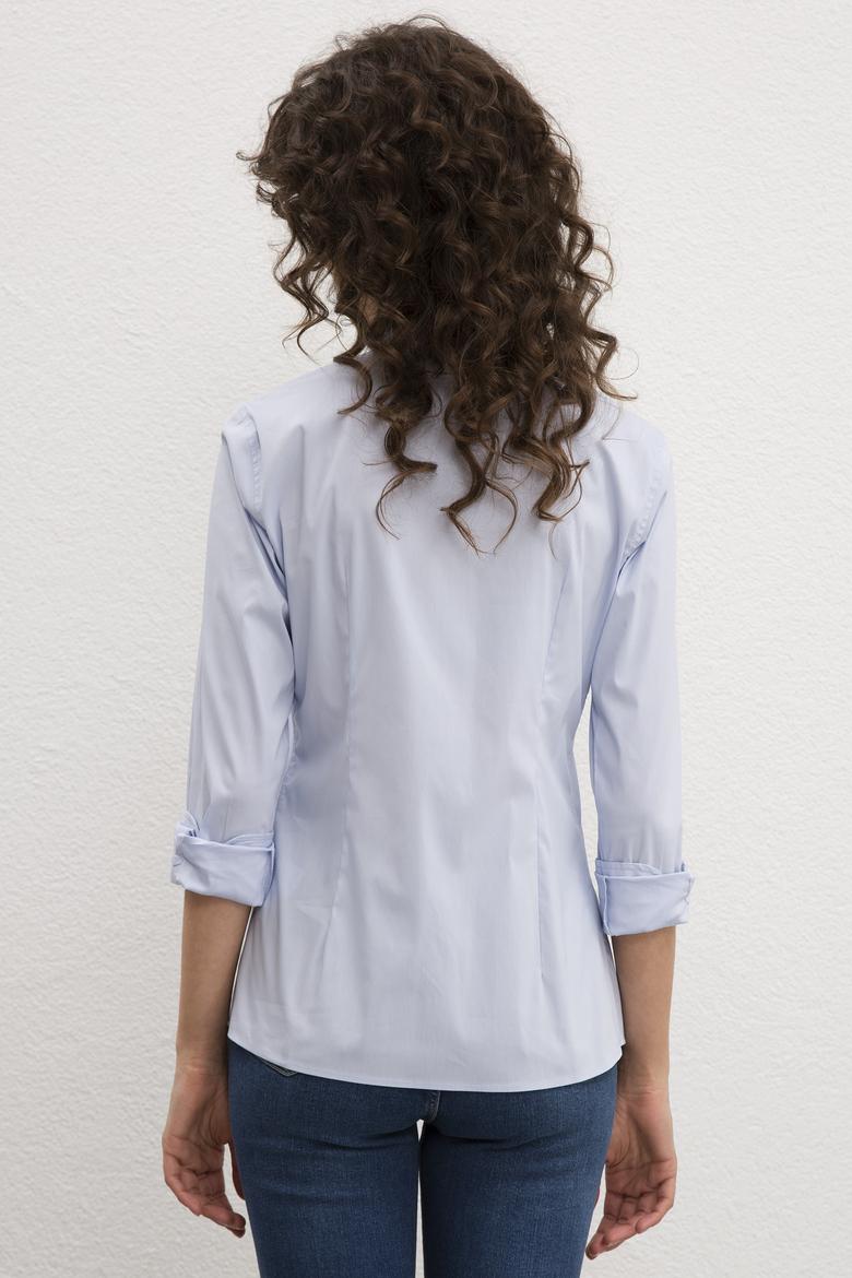 Kadın Açık Mavi Uzun Kollu Basic Gömlek - 50219048008