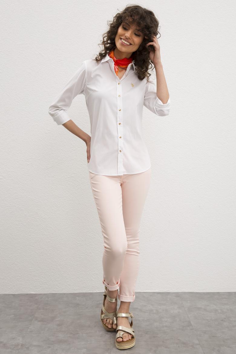 Kadın Beyaz Uzun Kollu Basic Gömlek - 50219048015