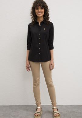 Kadın Siyah Uzun Kollu Basic Gömlek - 50219048047