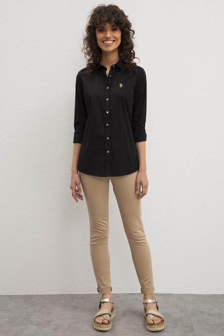 Kadın Siyah Uzun Kollu Basic Gömlek - 50219048047