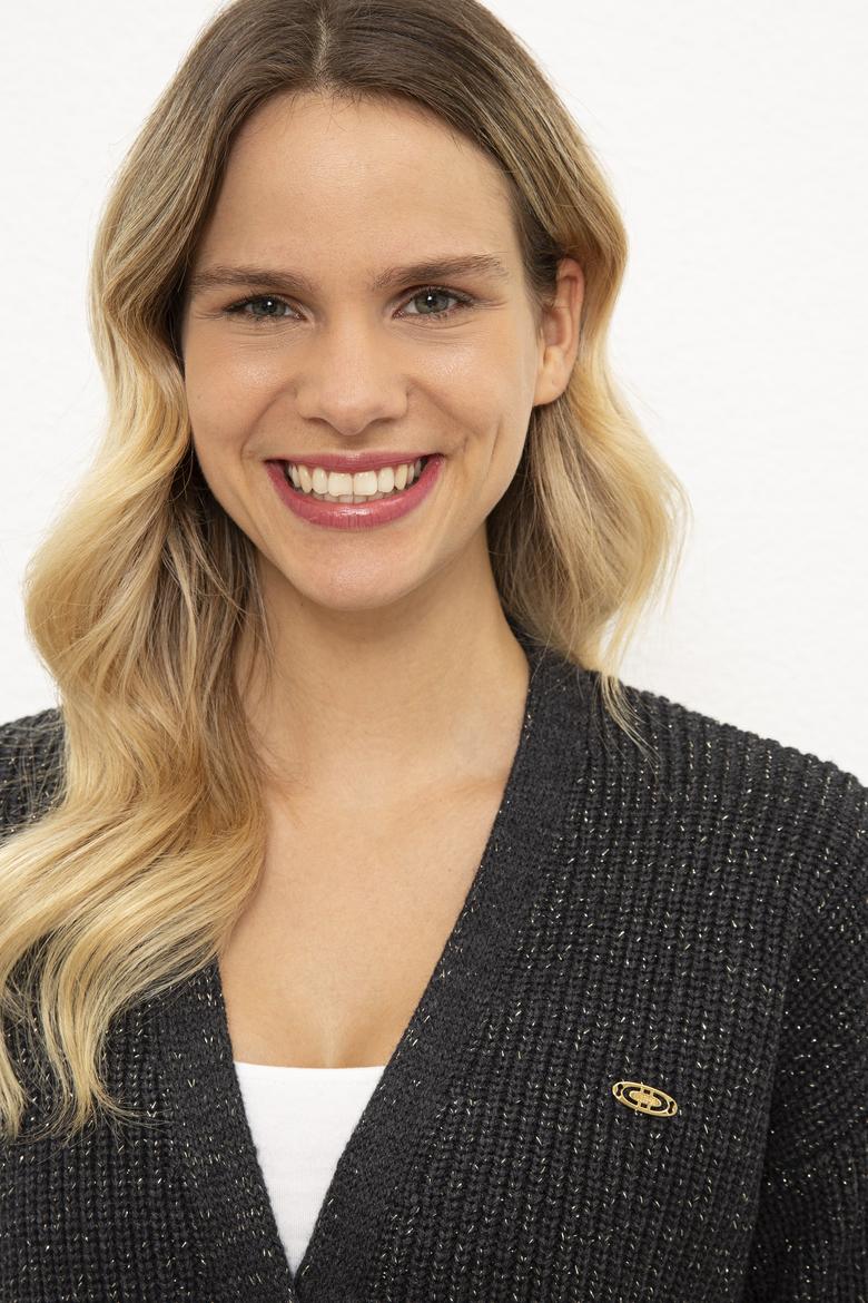 Kadın Antrasit Melanj Triko Hırka - 50225307020