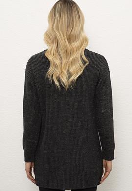 Kadın Antrasit Melanj Triko Hırka - 50225307020