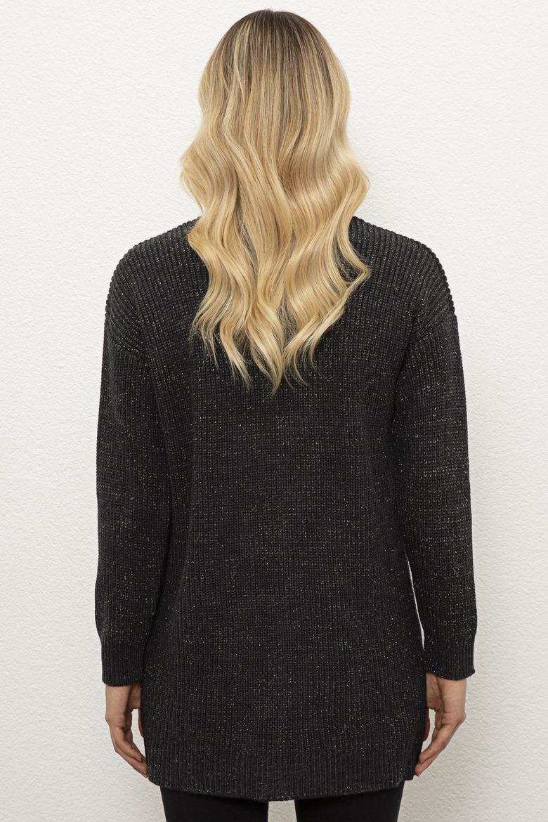 Kadın Antrasit Melanj Triko Hırka - 50225307020