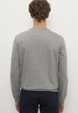 Erkek Gri Melanj Bisiklet Yaka Sweatshirt - 50225383001