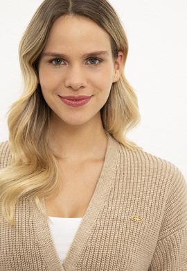 Kadın Bej Melanj Triko Hırka - 50225307003