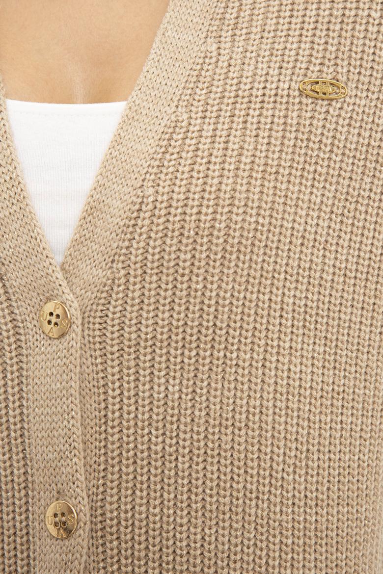 Kadın Bej Melanj Triko Hırka - 50225307003