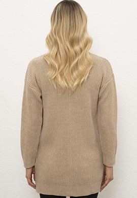 Kadın Bej Melanj Triko Hırka - 50225307003