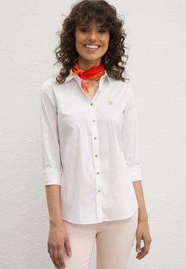 Kadın Beyaz Uzun Kollu Basic Gömlek - 50219048015
