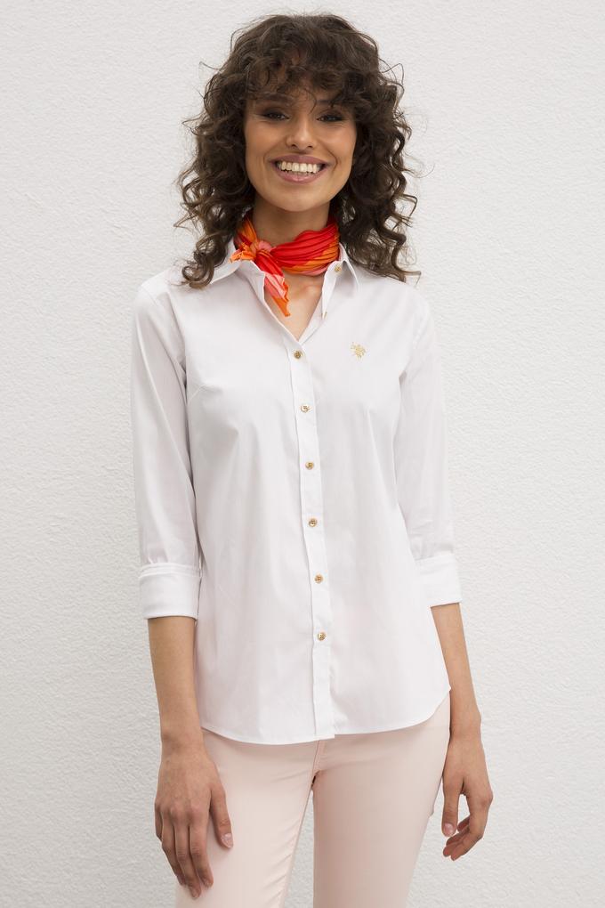 Kadın Beyaz Uzun Kollu Basic Gömlek