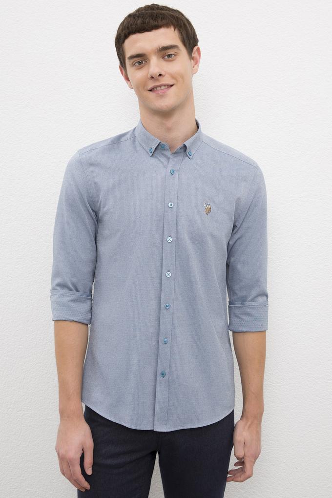 Erkek Mavi Gömlek Uzunkol