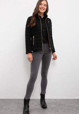 Kadın Siyah Deri Mont Kaban - 50231340003