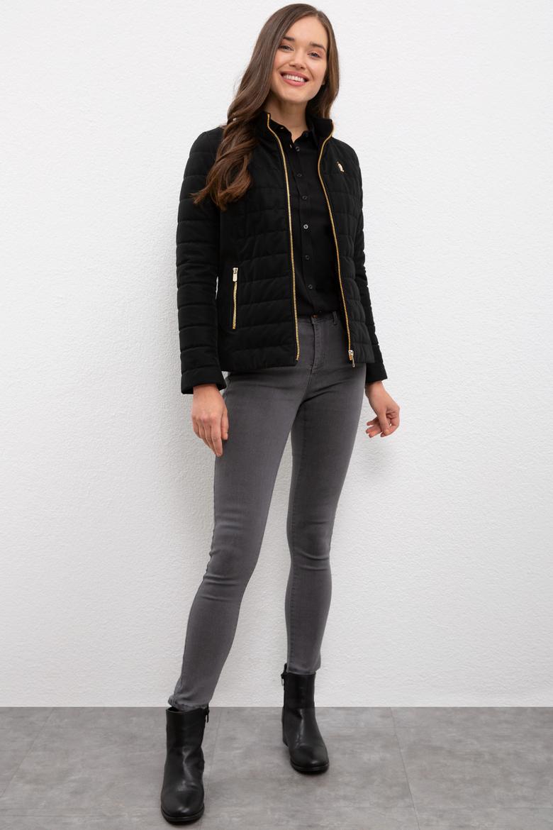 Kadın Siyah Deri Mont Kaban - 50231340003