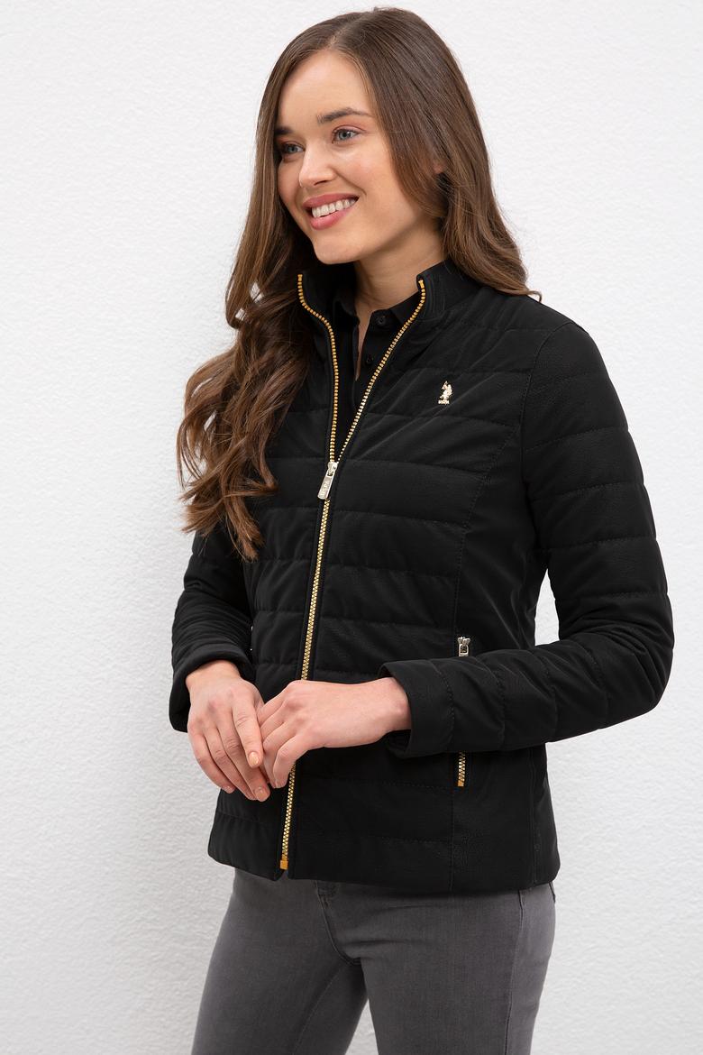 Kadın Siyah Deri Mont Kaban - 50231340003