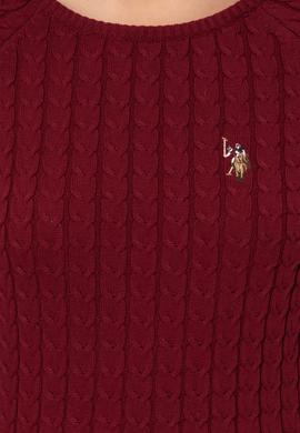 Kadın Bordo Basic Kazak - 50255659006