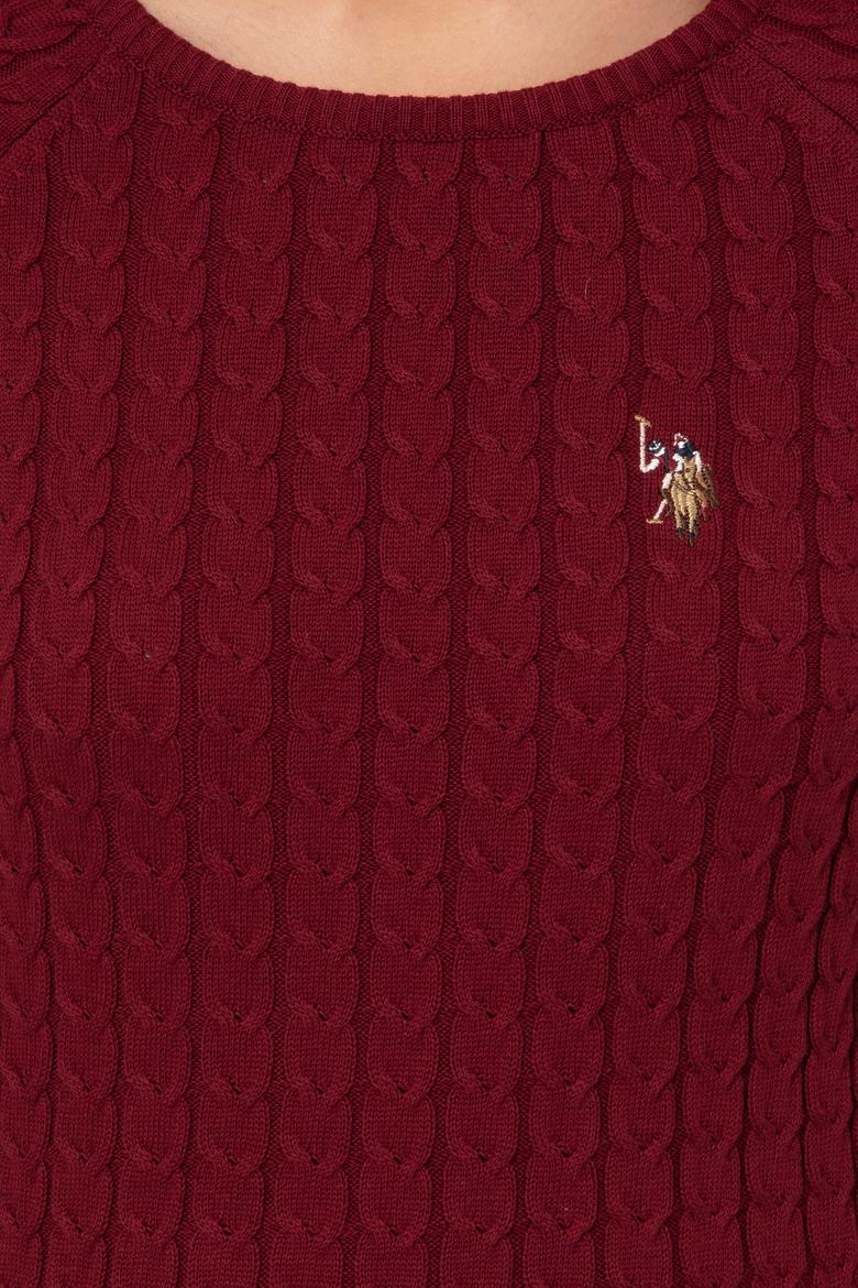 Kadın Bordo Basic Kazak - 50255659006