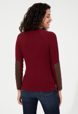 Kadın Bordo Basic Kazak - 50255659006