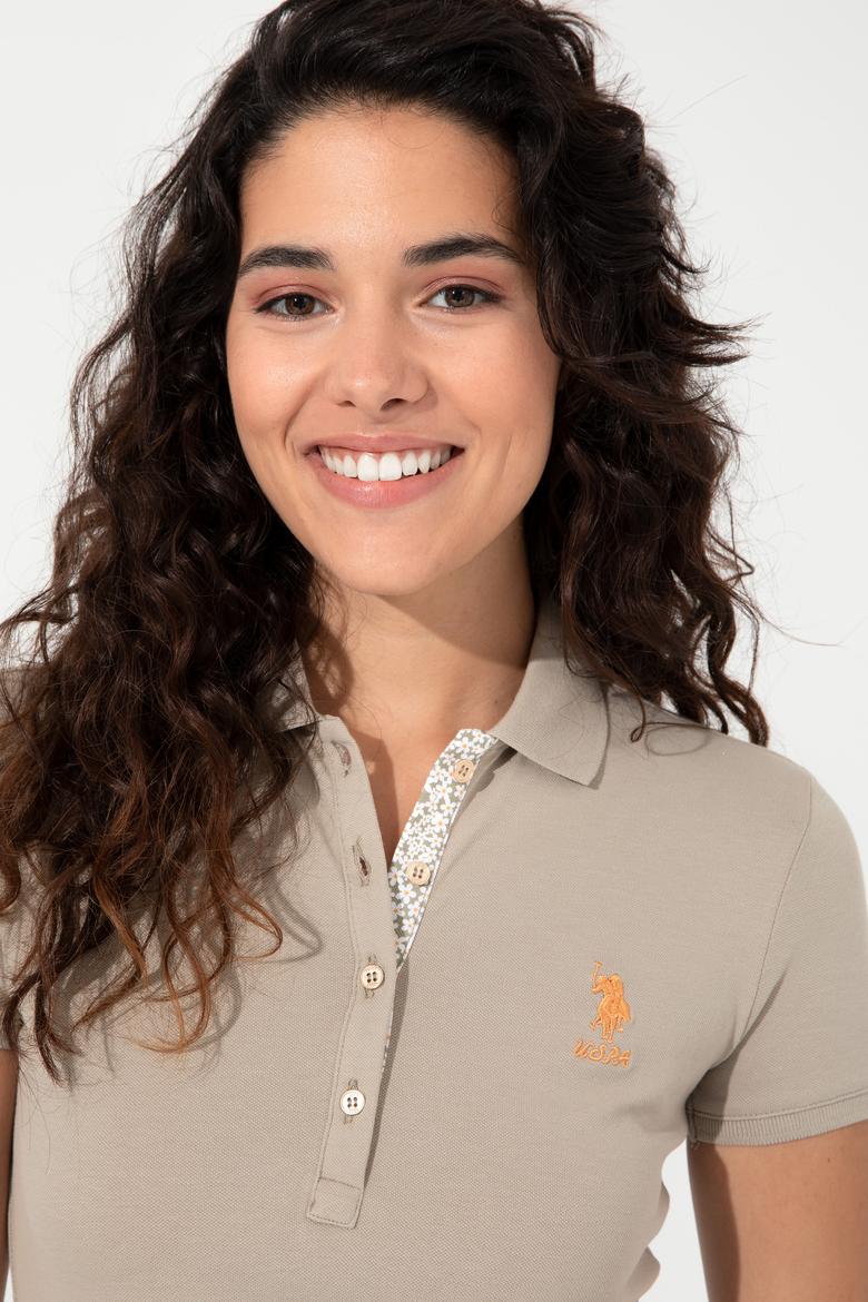 Kadın Haki Basic Polo Yaka Tişört - 50246287022