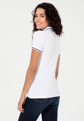 Kadın Beyaz Polo Yaka Tişört - 50248984006