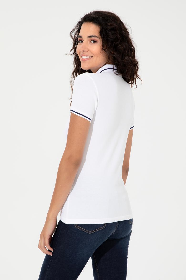Kadın Beyaz Polo Yaka Tişört - 50248984006