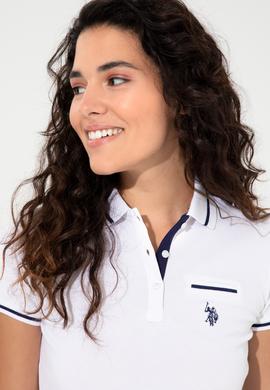 Kadın Beyaz Polo Yaka Tişört - 50248984006