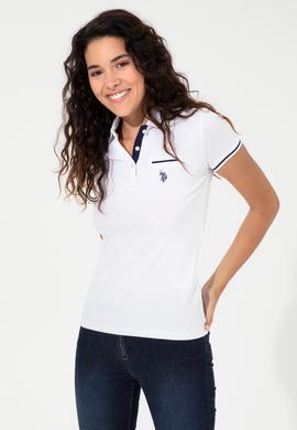 Kadın Beyaz Polo Yaka Tişört - 50248984006