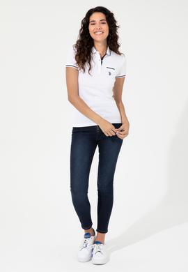 Kadın Beyaz Polo Yaka Tişört - 50248984006