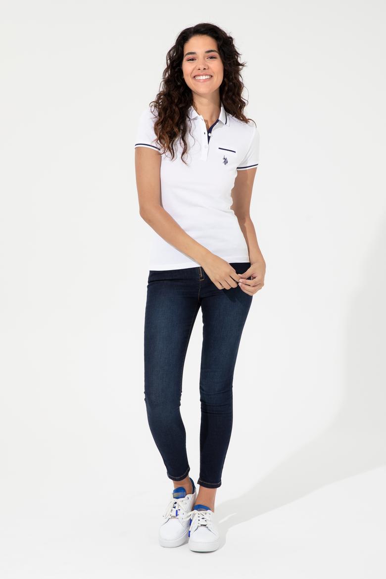 Kadın Beyaz Polo Yaka Tişört - 50248984006