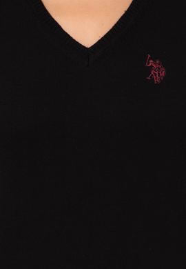 Kadın Siyah V Yaka Basic Kazak - 50251903013