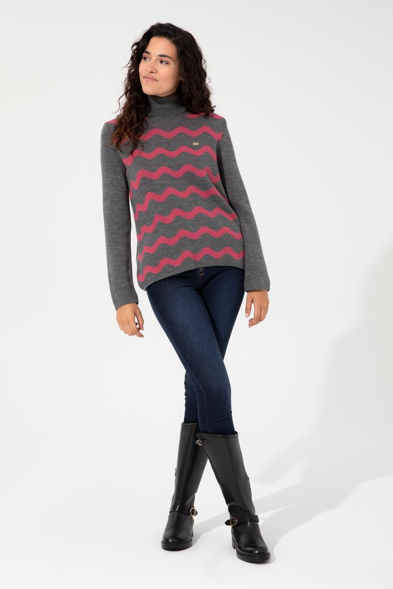 Kadın Gri Melanj Kazak - 50255253015