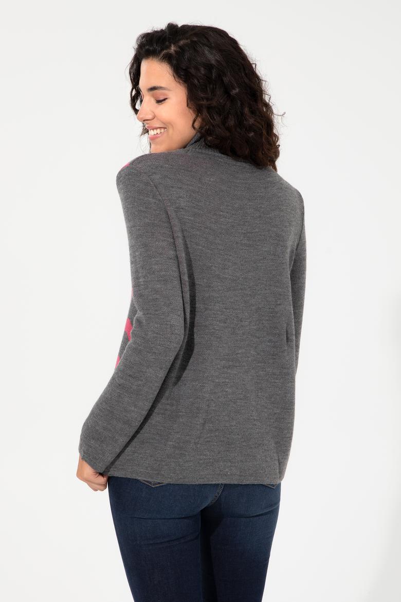 Kadın Gri Melanj Kazak - 50255253015