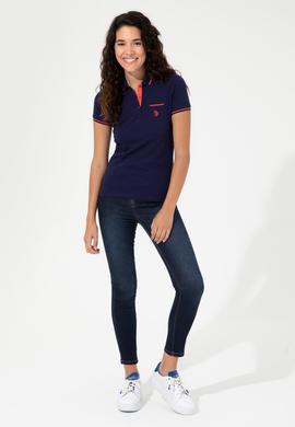 Kadın Lacivert Polo Yaka Tişört - 50248984010