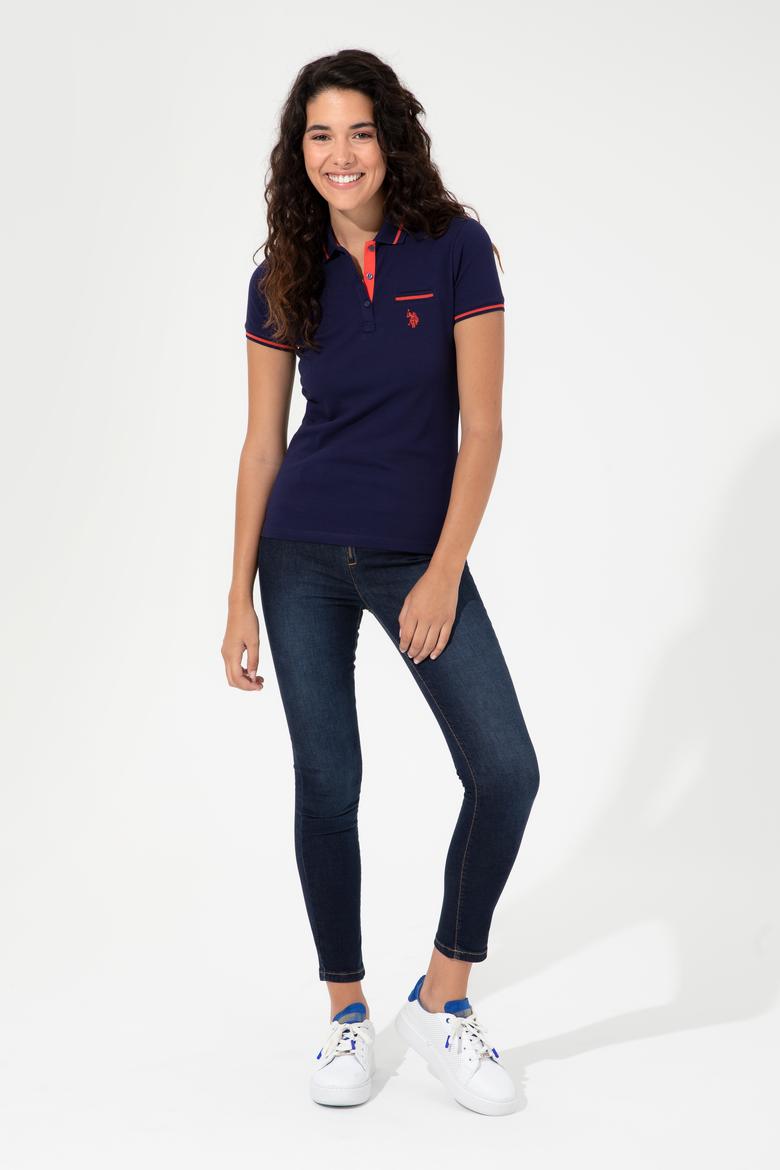 Kadın Lacivert Polo Yaka Tişört - 50248984010