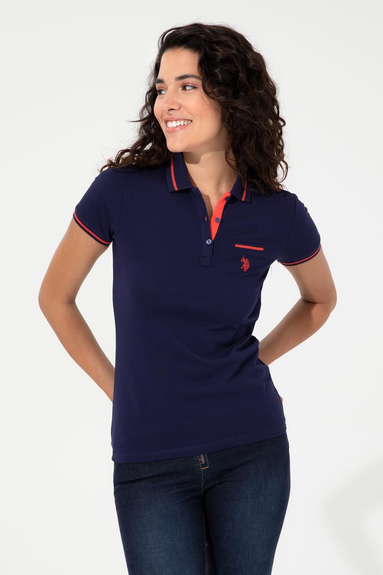 Kadın Lacivert Polo Yaka Tişört - 50248984010