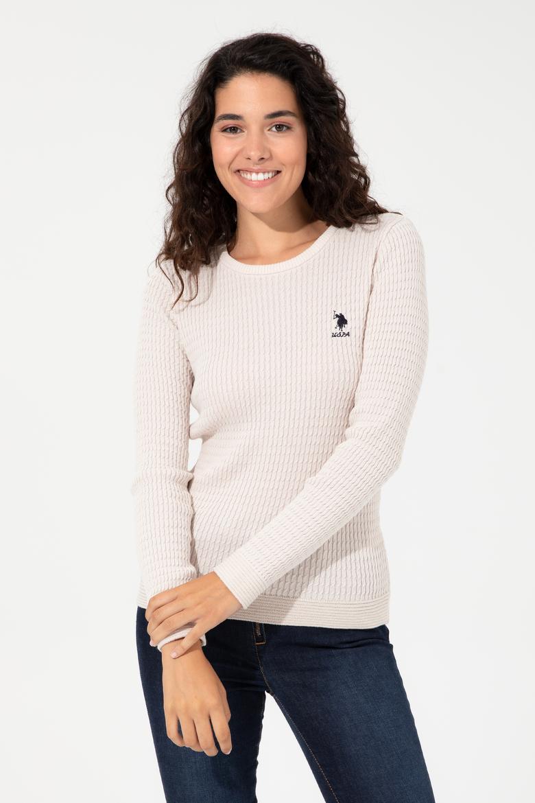 Kadın Krem Basic Kazak - 50255658061