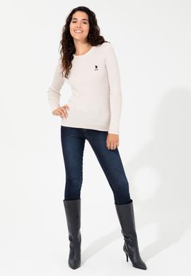 Kadın Krem Basic Kazak - 50255658061