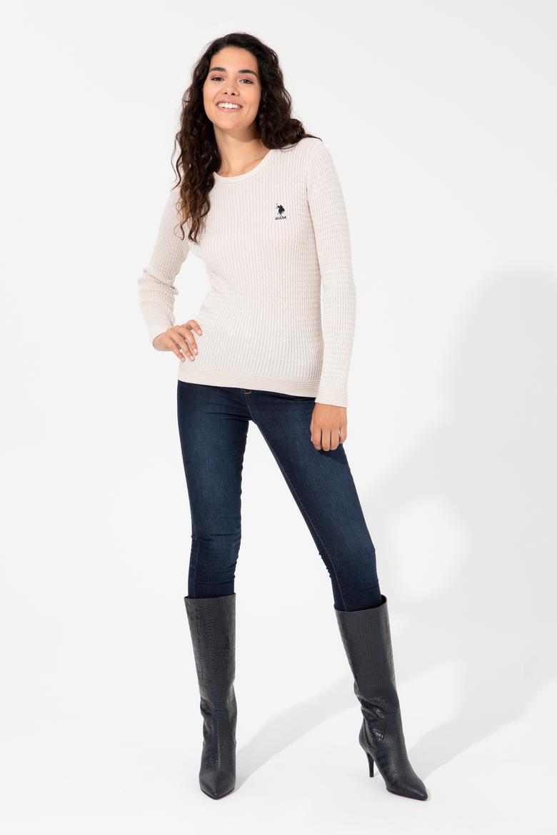 Kadın Krem Basic Kazak - 50255658061