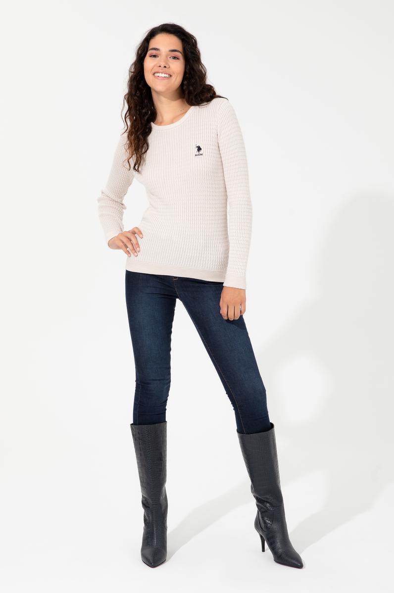 Kadın Krem Basic Kazak