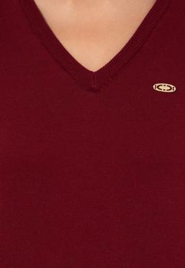 Kadın Bordo Basic V Yaka Kazak - 50251912005