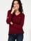 Kadın Bordo Basic V Yaka Kazak
