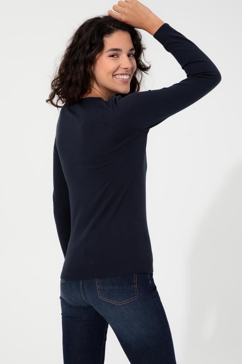 Kadın Lacivert Basic V Yaka Kazak - 50255648014