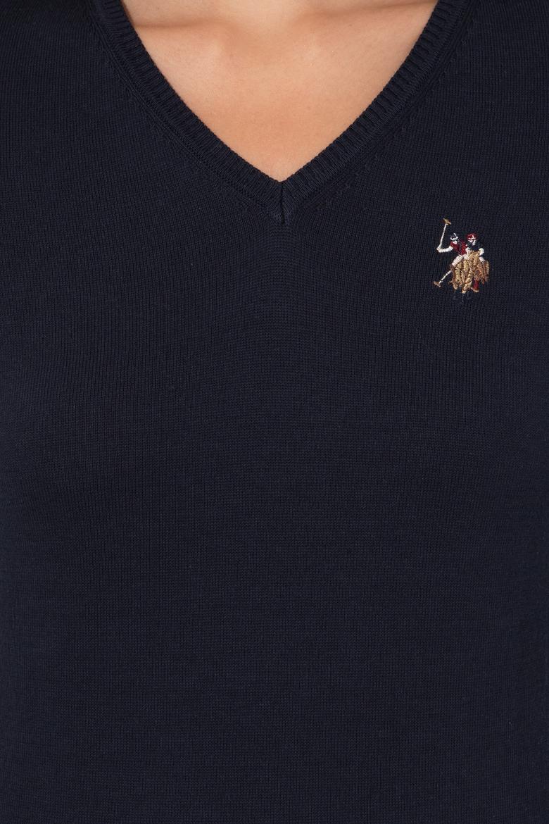 Kadın Lacivert Basic V Yaka Kazak - 50255648014