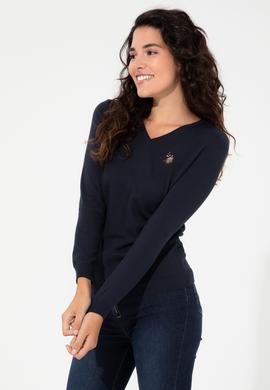 Kadın Lacivert Basic V Yaka Kazak - 50255648014