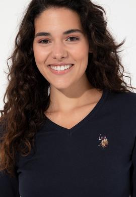 Kadın Lacivert Basic V Yaka Kazak - 50255648014