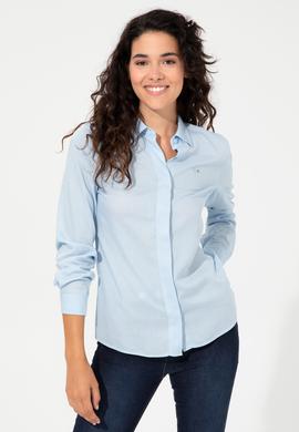 Kadın Açık Mavi Viskon Gömlek Uzunkol Basic - 50254550010