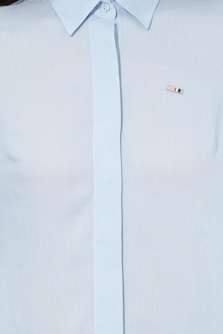 Kadın Açık Mavi Viskon Gömlek Uzunkol Basic - 50254550010