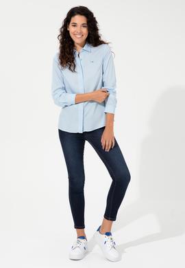 Kadın Açık Mavi Viskon Gömlek Uzunkol Basic - 50254550010