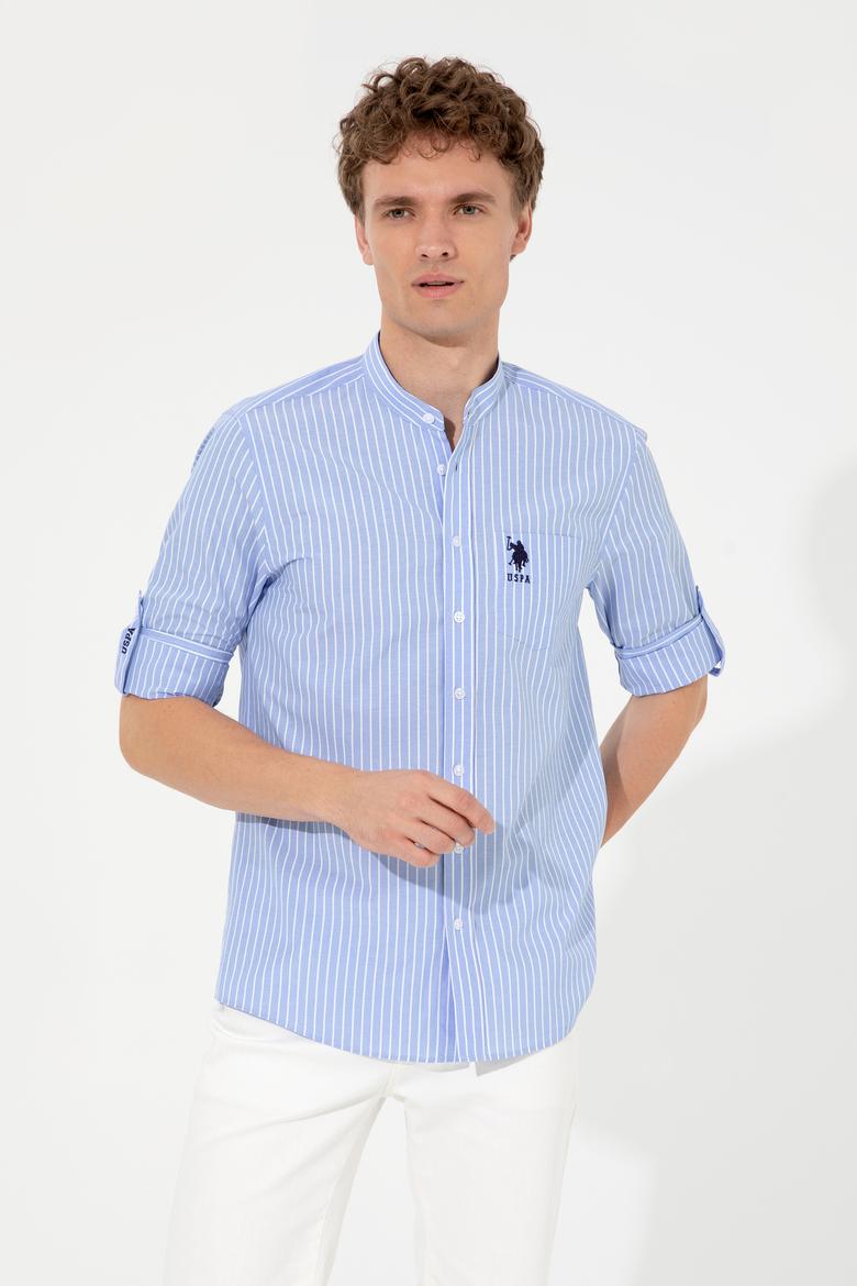 Erkek Mavi Uzun Kollu Gömlek