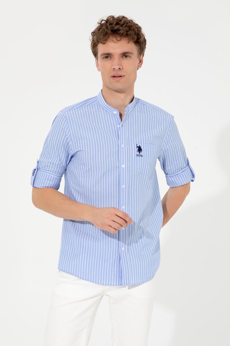 Erkek Mavi Uzun Kollu Gömlek