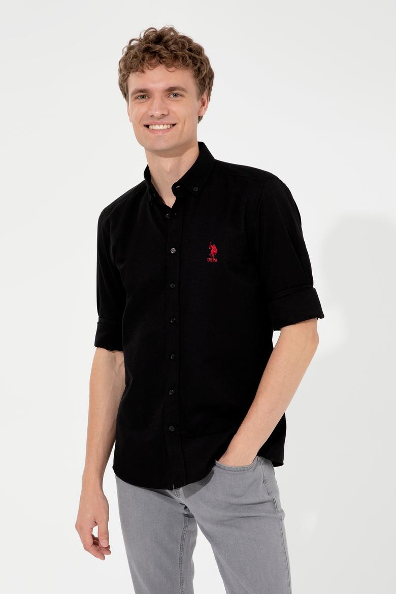 Erkek Siyah Uzun Kollu Basic Gömlek