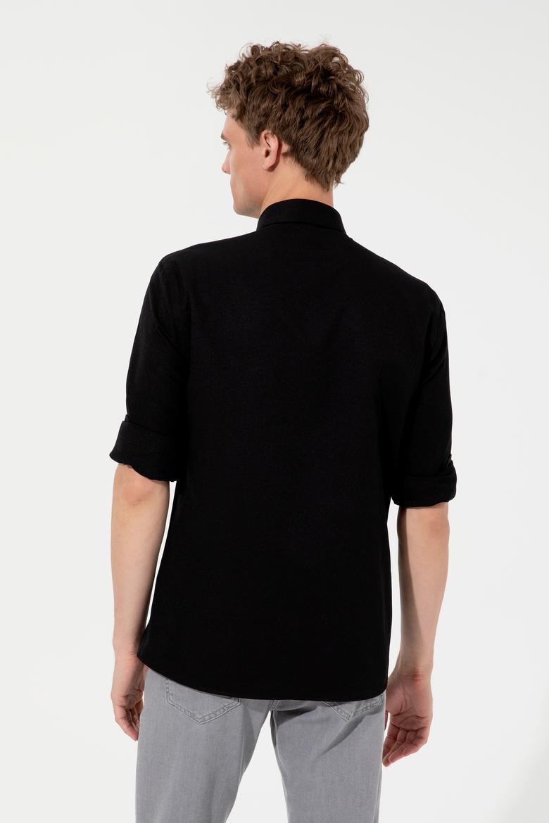 Erkek Siyah Uzun Kollu Basic Gömlek - 50254188066